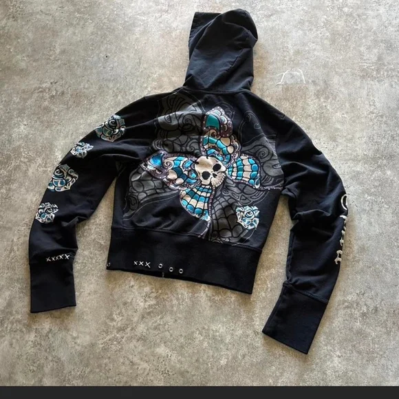REBEL SPIRIT RARE VINTAGE Zip-Up Hoodie with INSANE GRAPHICS ON IT!! L - Picture 4 of 8